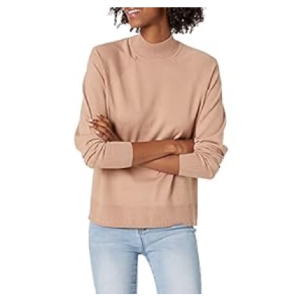 Daily Ritual Women's Mockneck Sweater in Tan